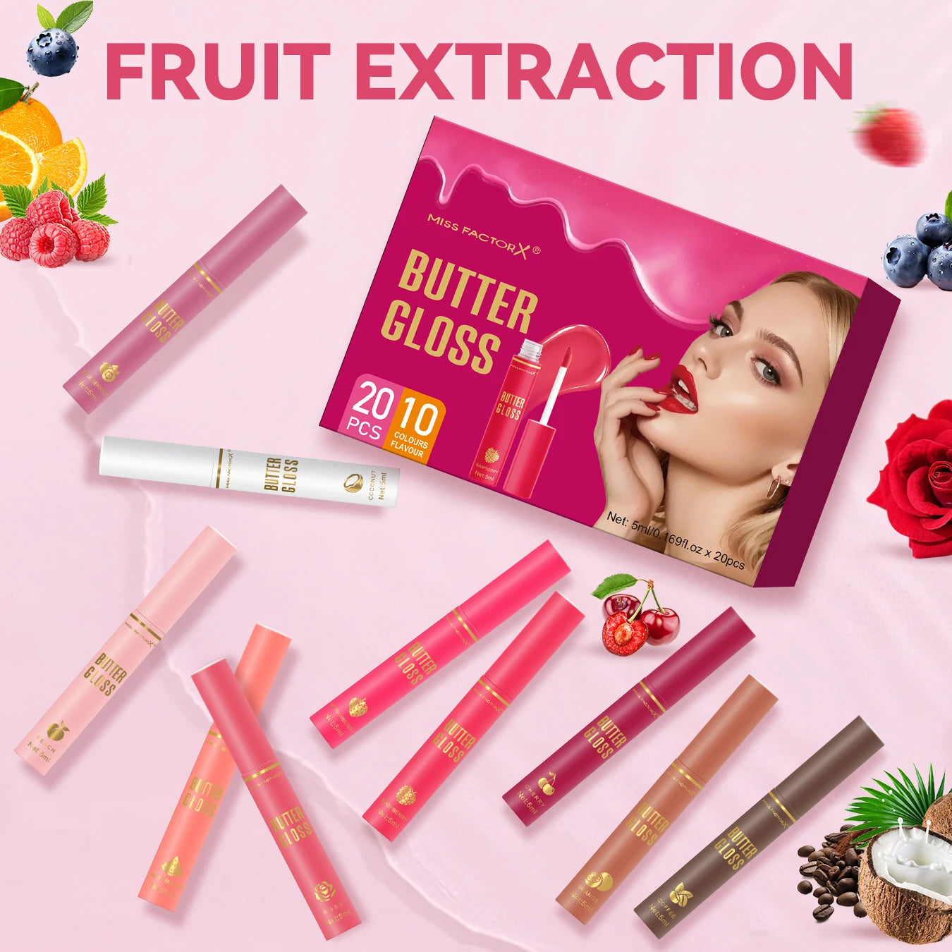 20pcs/box of 10 color moisturizing lip gloss