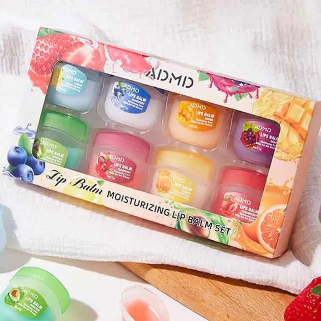 8pcs/box Fruits Scented Lip Balm Set
