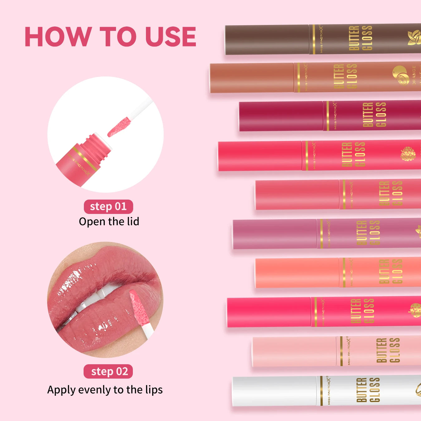 20pcs/box of 10 color moisturizing lip gloss