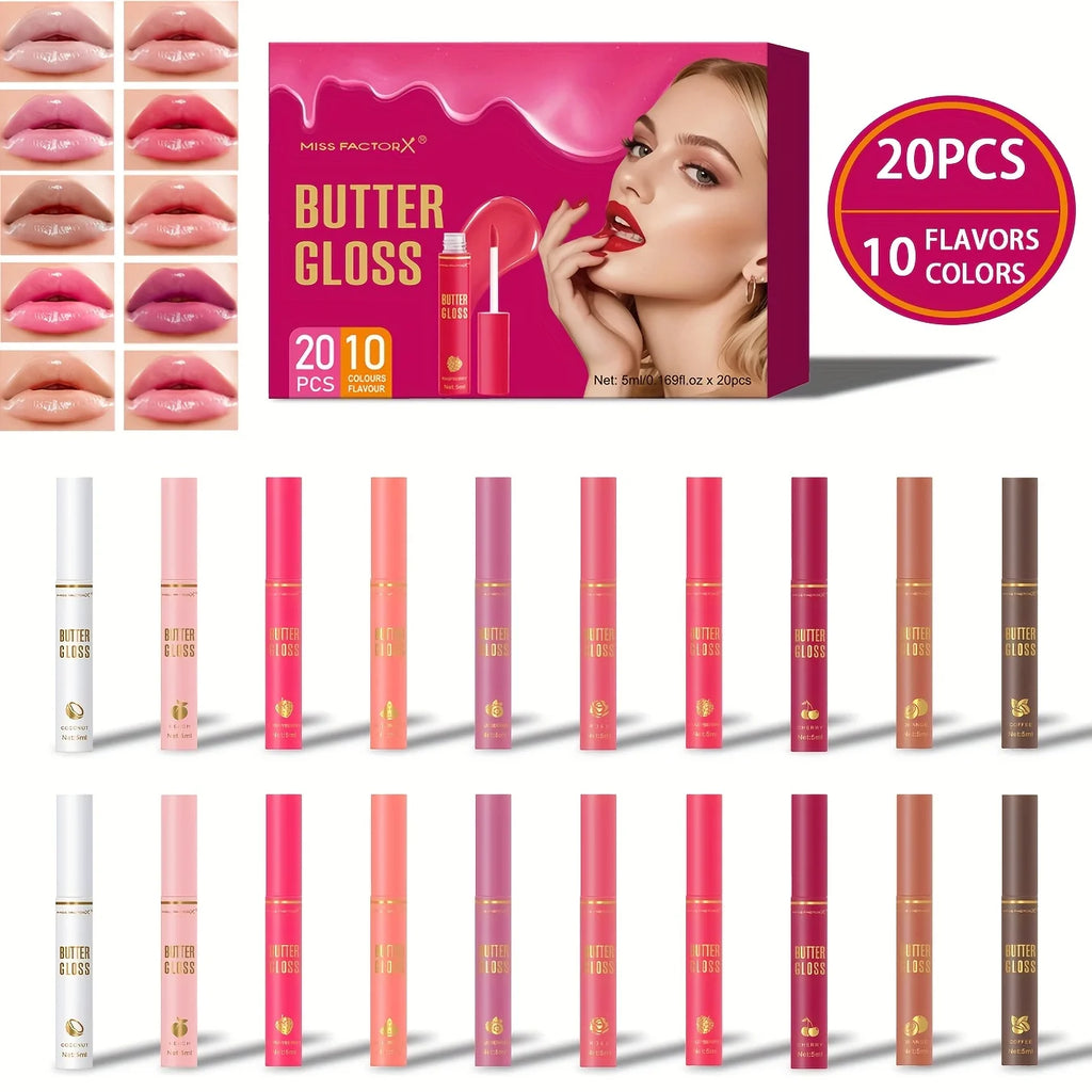 20pcs/box of 10 color moisturizing lip gloss